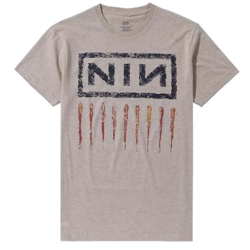 Hot Topic Nine Inch Nails "Scratch Marks" Heather Oatmeal Boyfriend Fit Girls T-Shirt