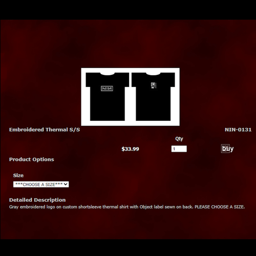 NIN Logo Embroidered Thermal T-Shirt with Object Merch logo