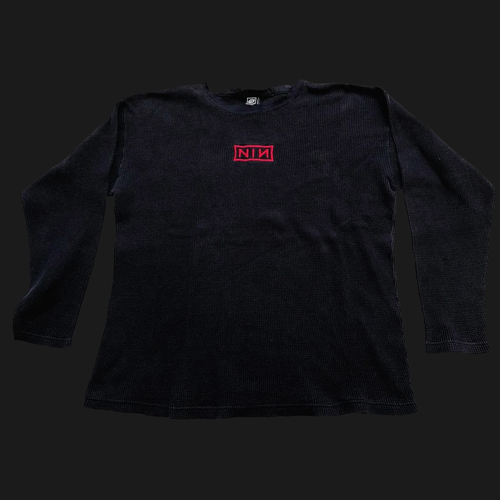 Red NIN Logo Thermal Long Sleeve T-Shirt