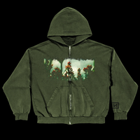 The Fragile Washed Green Zip-Up Hoodie